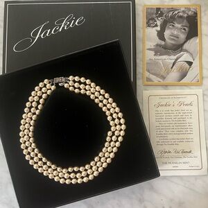 Jackie's Pearls by Franklin Mint 3 Strand Commemorative Reproduction with COA